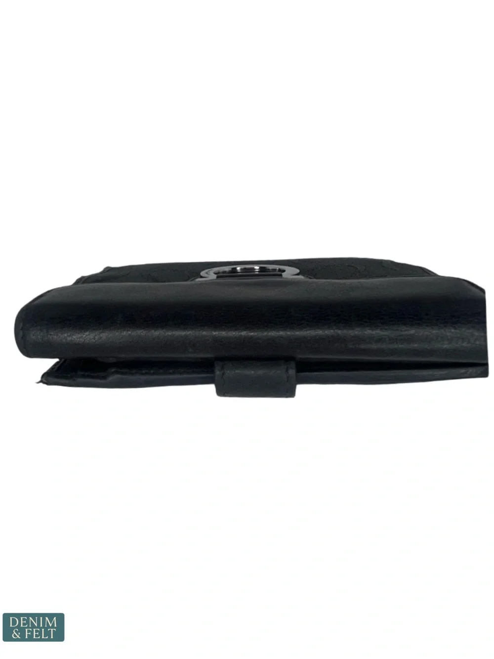 Salvatore Ferragamo Gancini Black Canvas Leather Wallet Compact Bifold‎ Designer